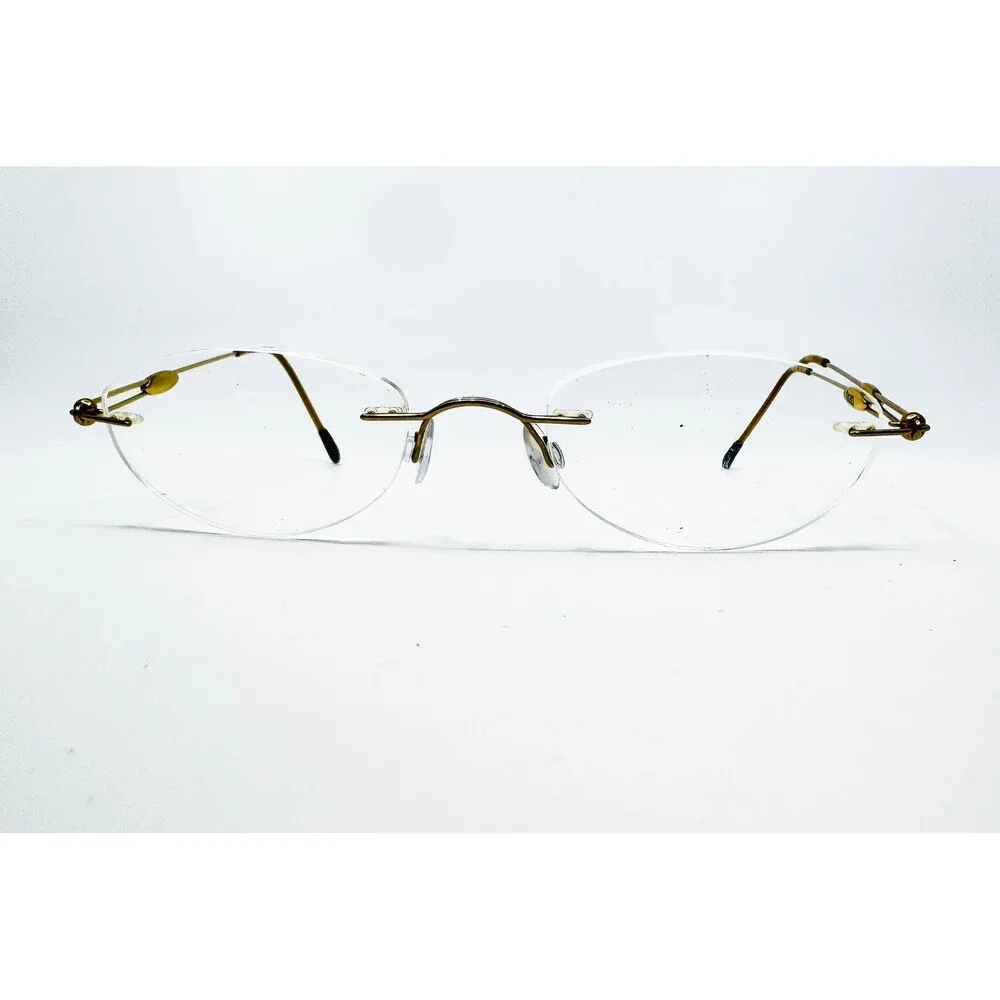 Silhouette Eyeglasses Frames Unisex Gold Rimless Oval Austria 40971 OS
